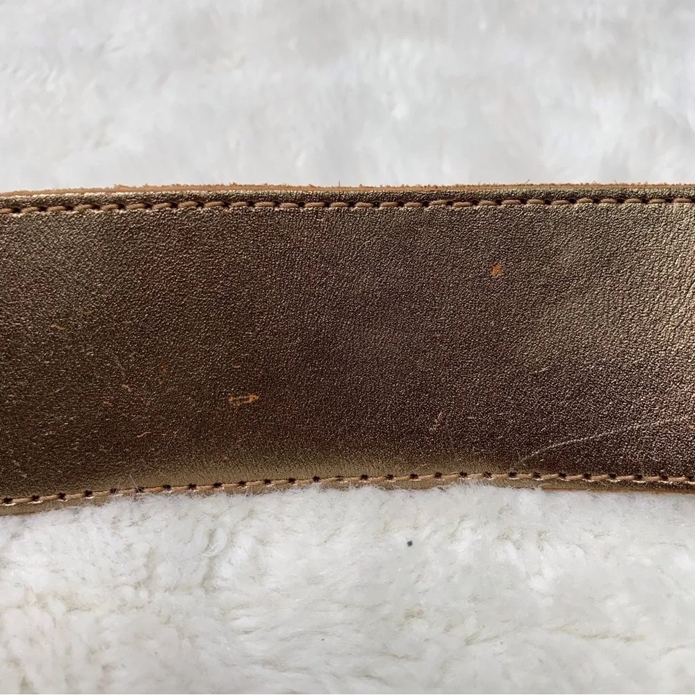 J.Jill Women's Genuine Leather Gold Belt Size Small